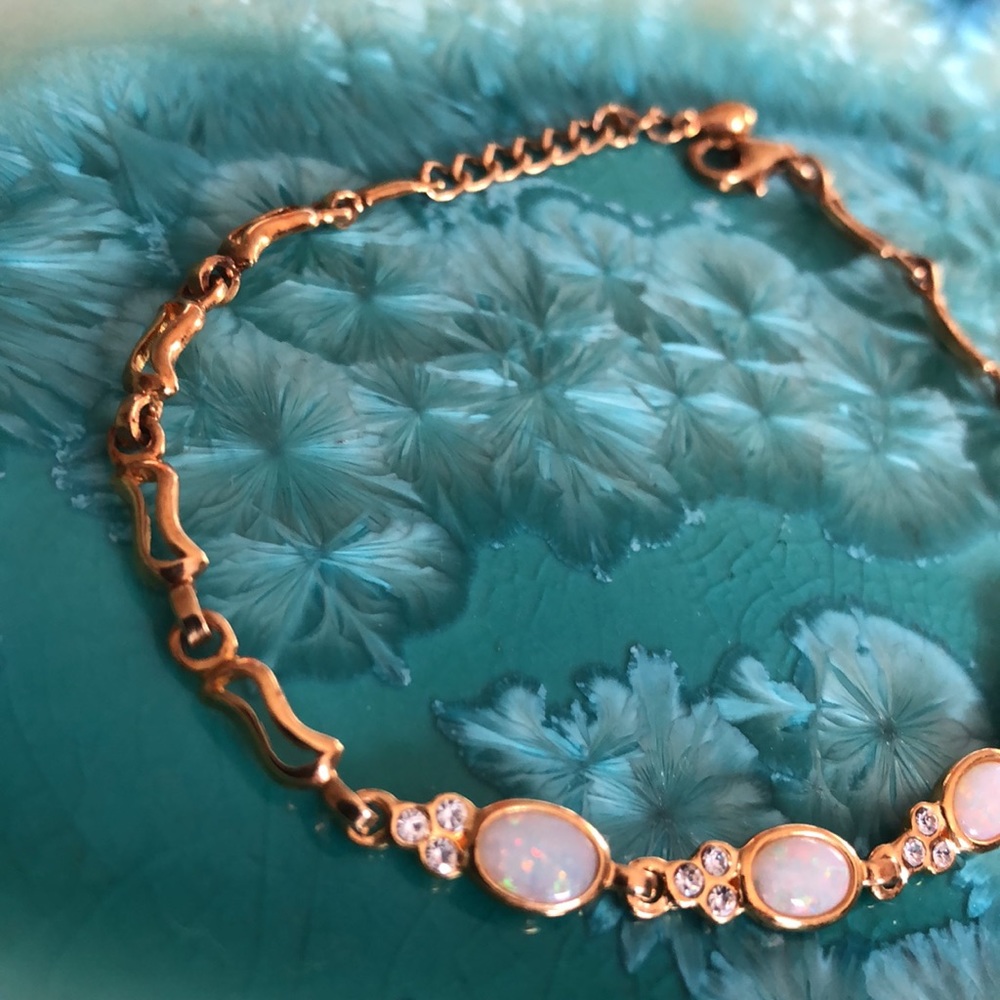 Gold or Gold Color Over Sterling Silver Opal Bracelet from Australia - Picture 5 of 17